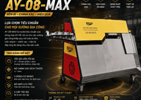 Máy bẻ đai tự động AY-08-MAX gia công thép Φ5–Φ8