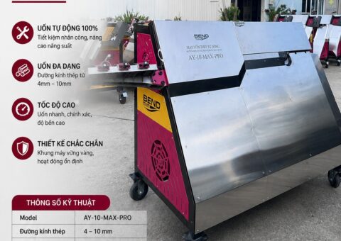 Máy bẻ đai tự động AY-10-MAX-PRO gia công thép Φ5–Φ10 do TMT chế tạo